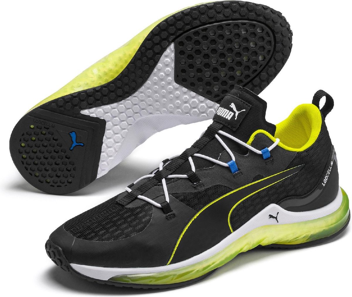 sneakers, sportschoenen, neon accenten, veterschoenen, lichte zool