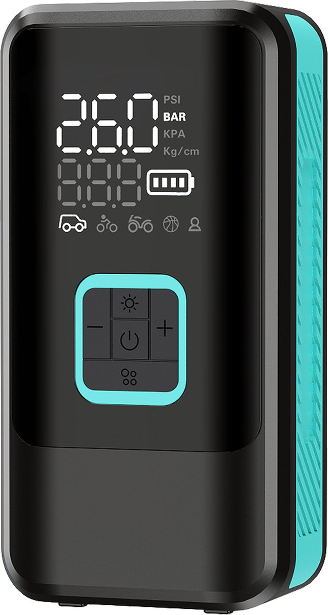 Pomp, drukmeter, digitaal, bandenspanningsmachine, batterijindikator