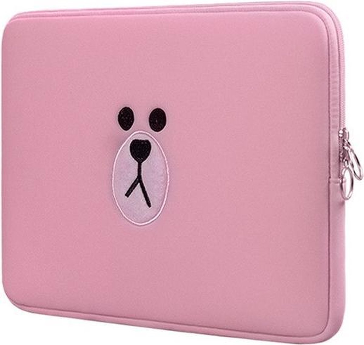 15.6 inch Laptophoes Beer – Roze – Laptoptas Sleeve met Rits Sluiting