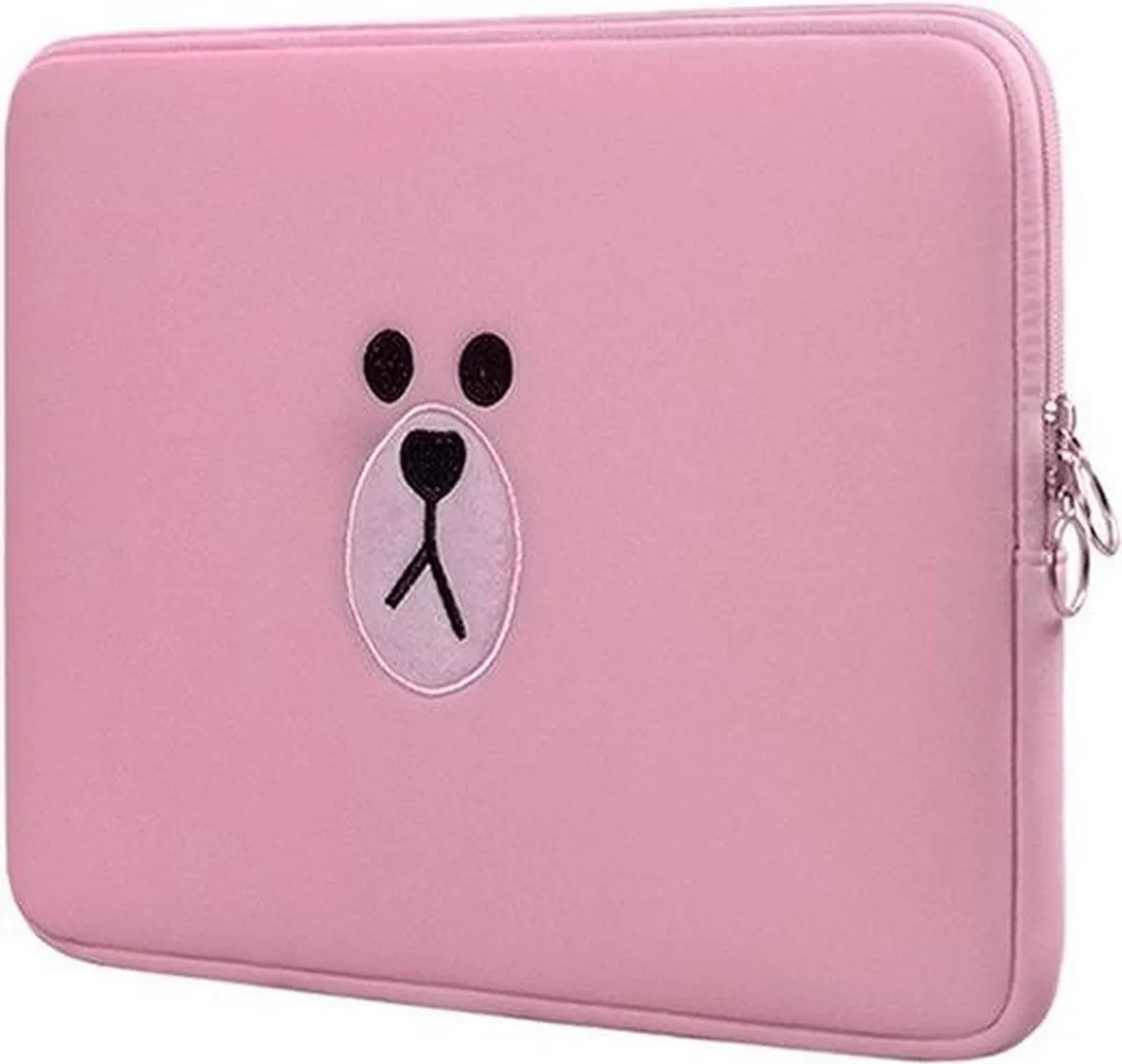 15.6 inch Laptophoes Beer – Roze – Laptoptas Sleeve met Rits Sluiting
