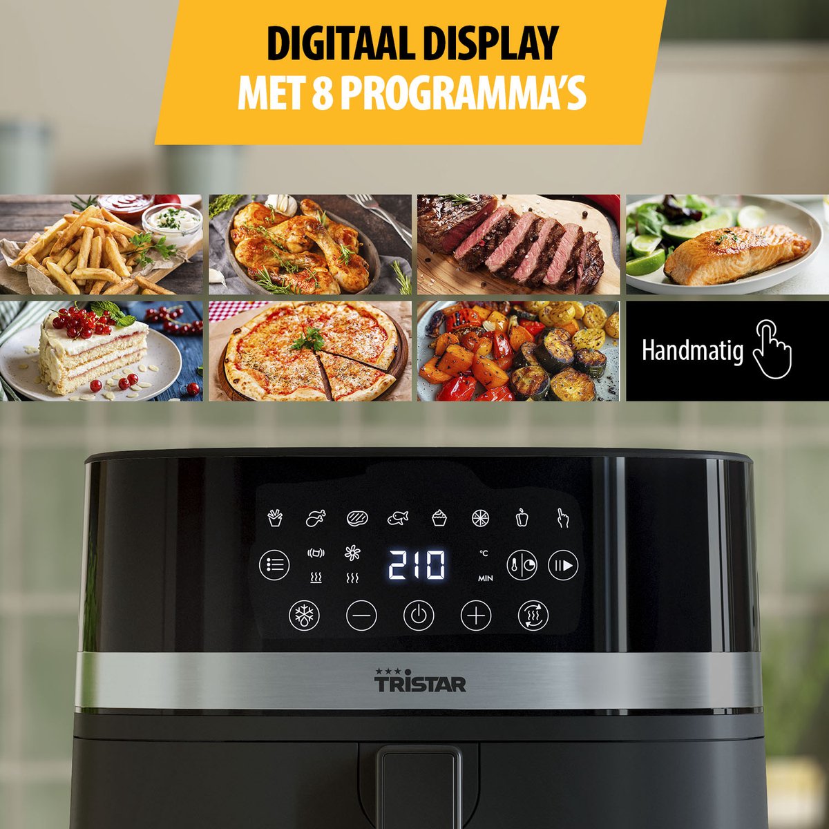 airfryer, digitaal display, bakplaat/mand, zwart, keukenapparaat