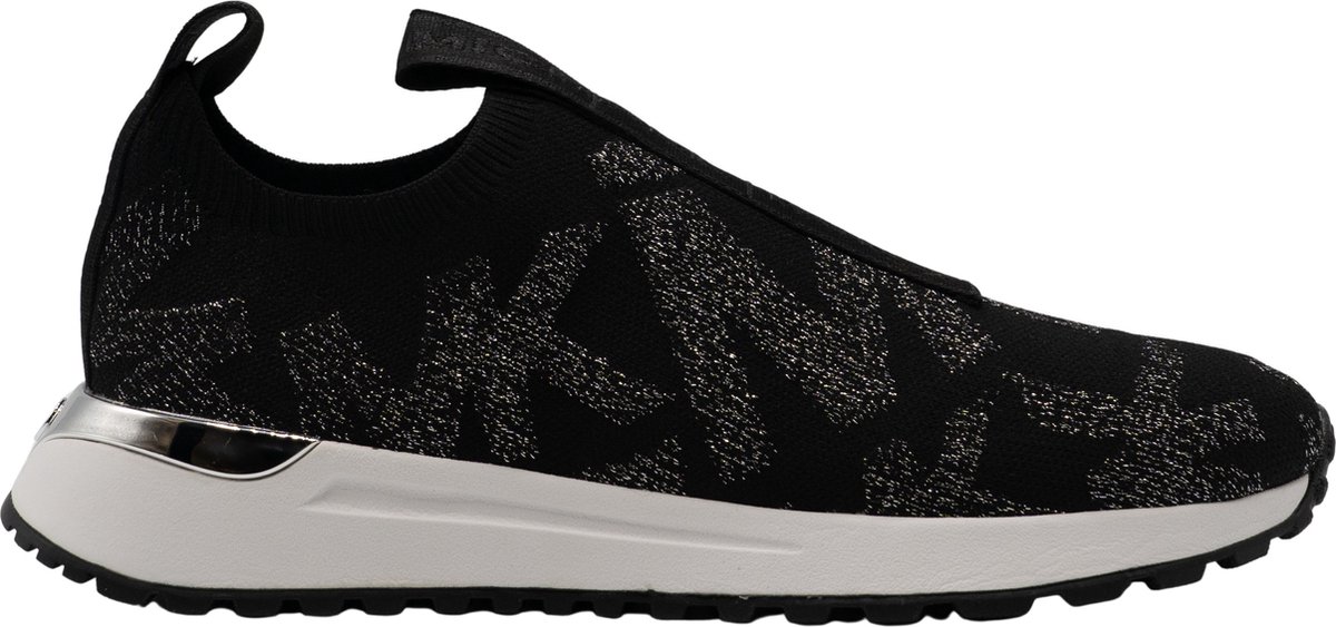 sneaker, sock sneaker, zwart, kuit, metalen accent