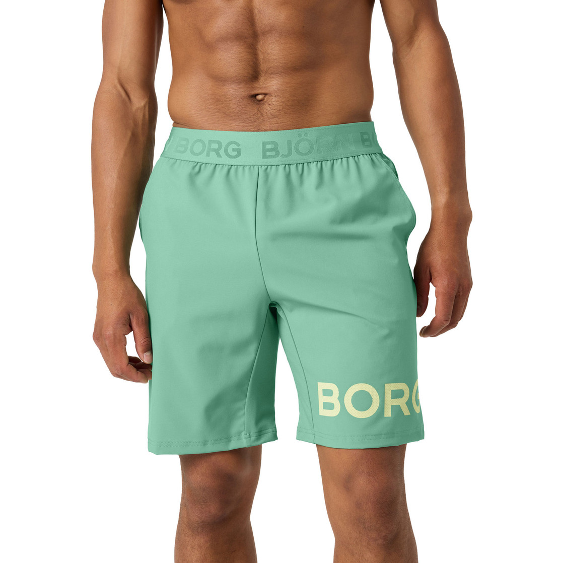 shorts, swim shorts, mint groen, elastische tailleband, logo tekst