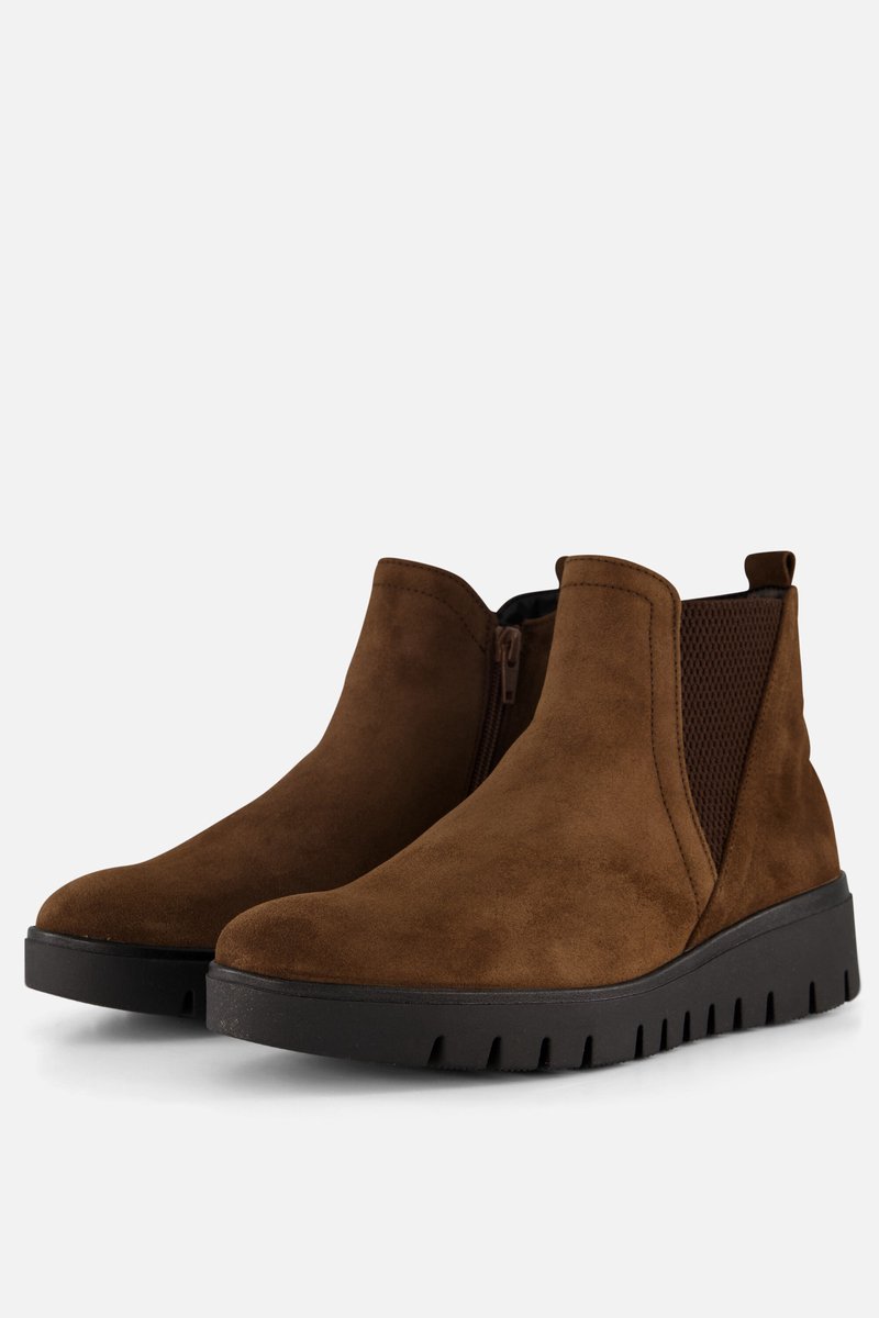 bruine, suède,  Chelsea-boots, enkellaag, schachtelzool