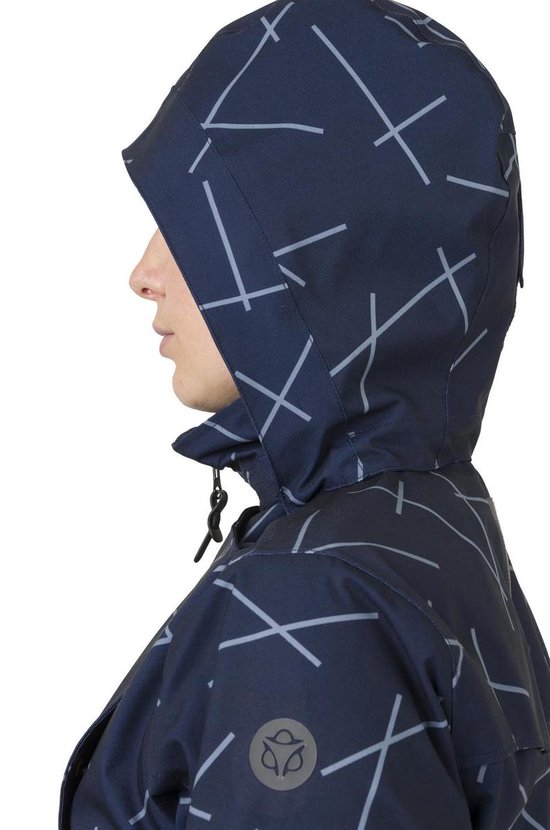 AGU URBAN OUTDOOR TRENCH COAT LONG WOMEN NAVY BLUE PRINT L