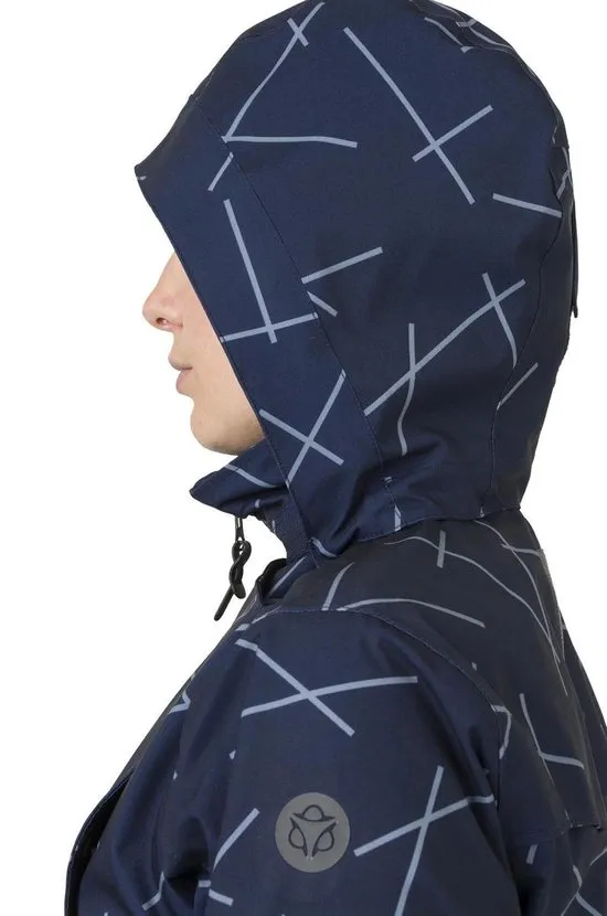 AGU URBAN OUTDOOR TRENCH COAT LONG WOMEN NAVY BLUE PRINT L