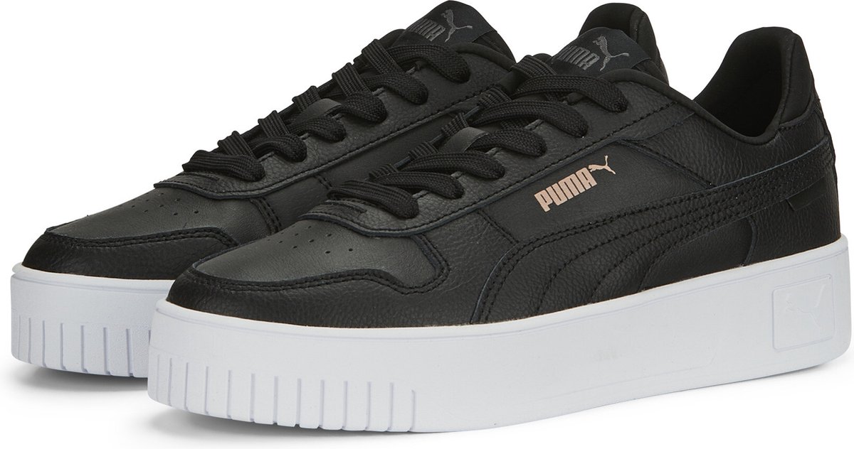sneakers, zwart, platform, leer, puma