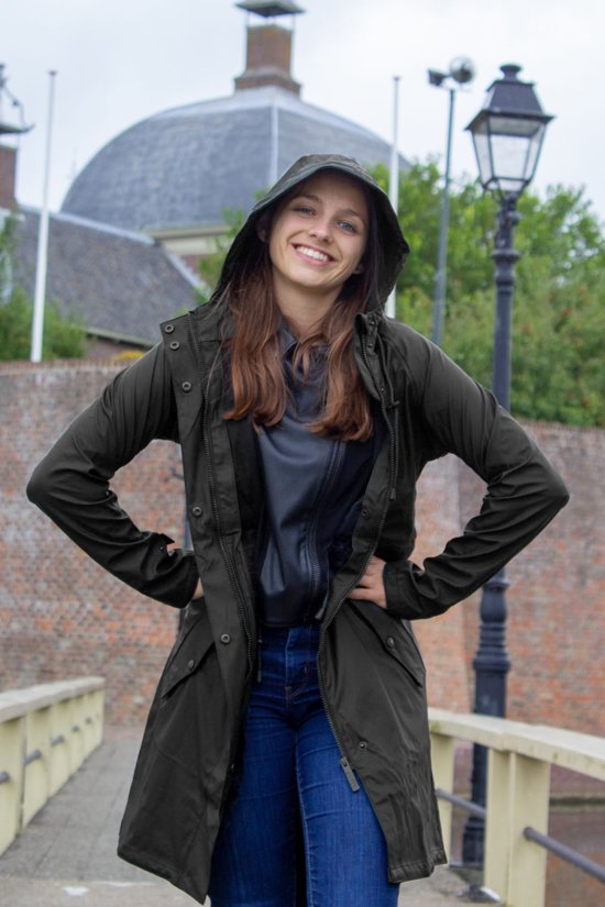 Ralka Regenjas Dames - Mizzle - Donkergroen/Zwart - 36