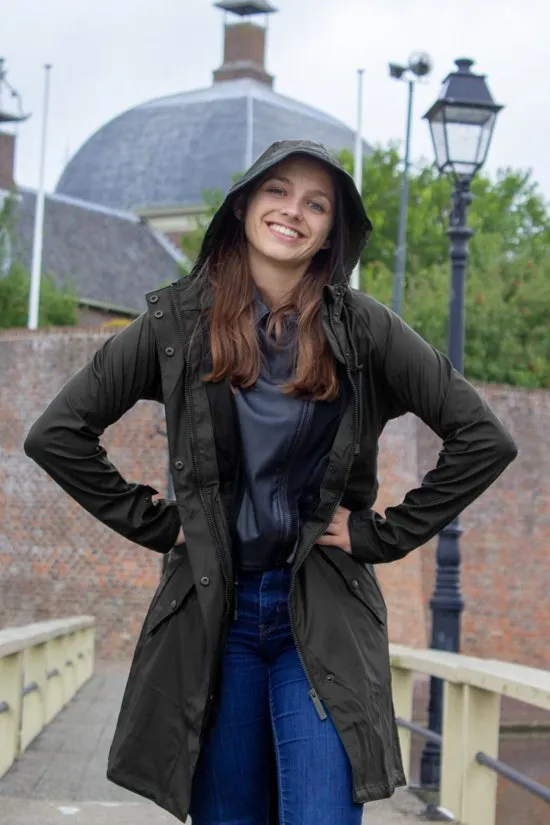 Ralka Regenjas Dames - Mizzle - Donkergroen/Zwart - 36