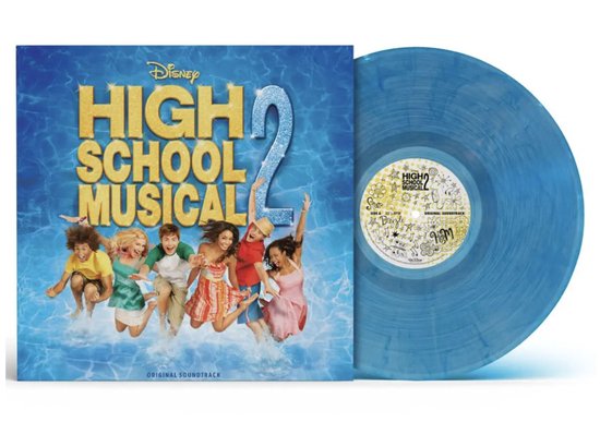 record sleeve, blue vinyl, high school musical 2, vinyl record, kids movie music