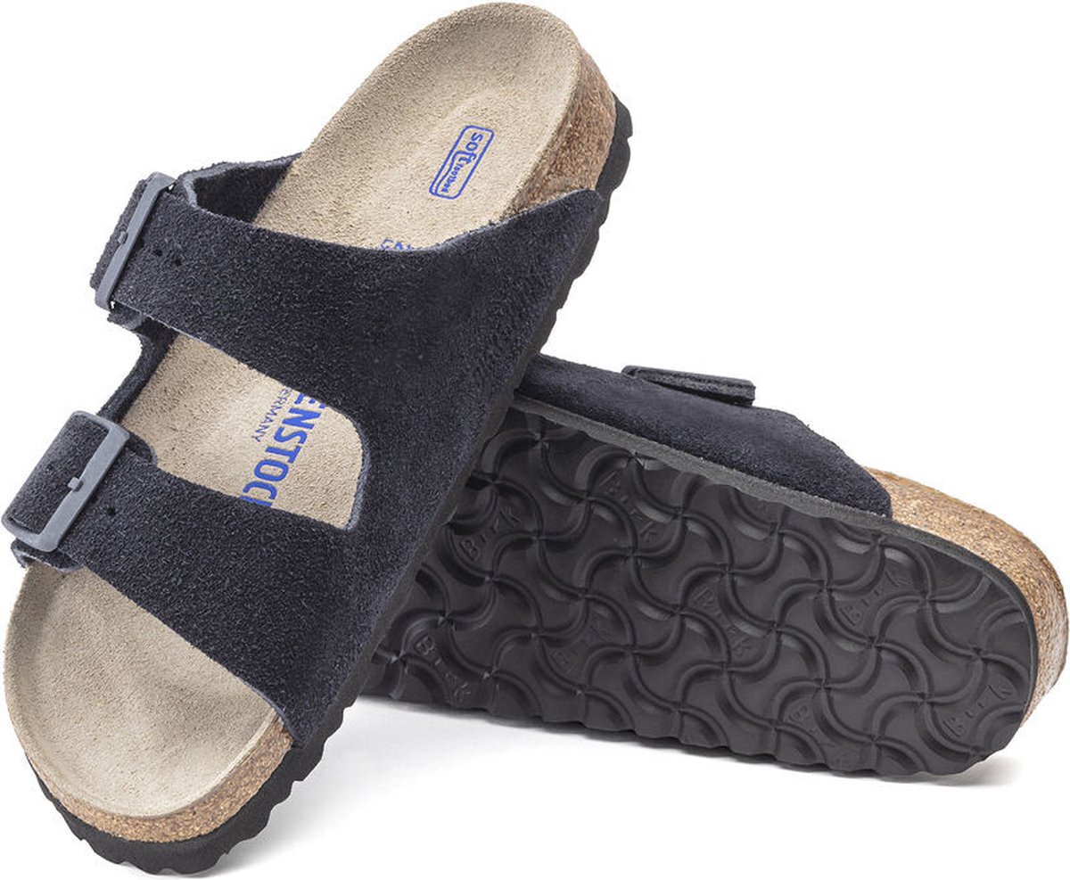 Birkenstock - maat 38- Arizona Suede Blauw Smal Voetbed - Slipper - 1020716