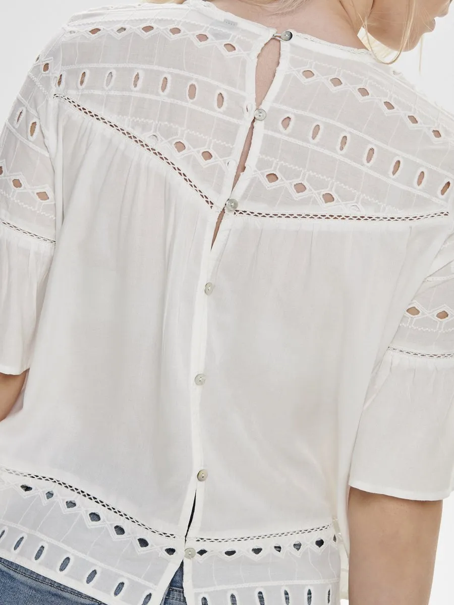 ONLY - Maat 36 - ONLIRINA EMB ANGLAISE DNM TOP NOOS Dames Top Wit