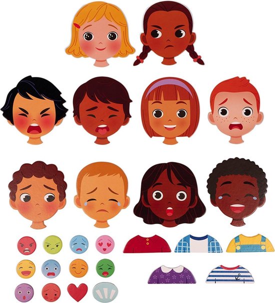 Janod Spel - Magnetische Emoties - Dit Educatieve Magnetische Spel Laat Kinderen Emoties Ontdekken D