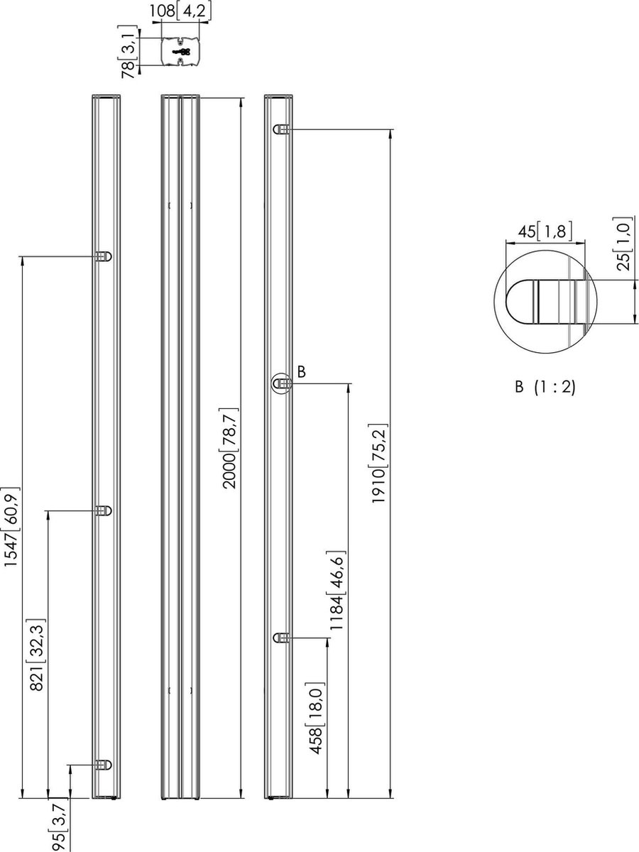 Vogel's PUC 2715 - Bevestigingscomponent ( paal ) voor LCD-scherm - 150cm - zilver - plafond