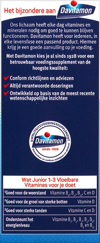Davitamon Junior 1+ vloeibare vitamines - vitamine kinderen - framboos - 100 ml