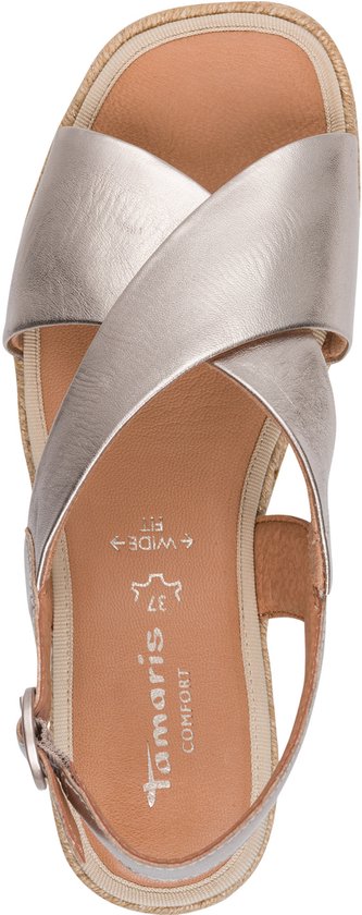 sandalen, sandalen met bandjes, wedges, metallic, comfort