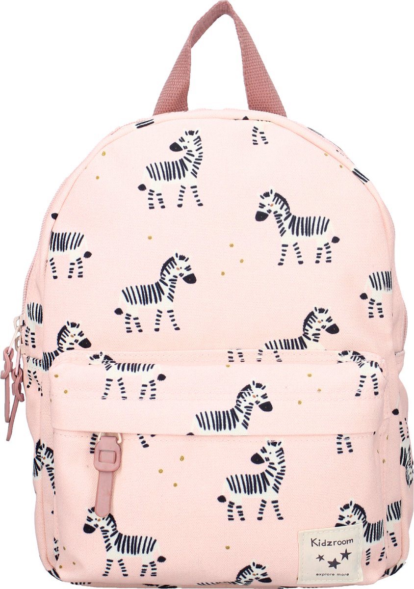 rugzak, backpack, zebra patroon, roze, katoen