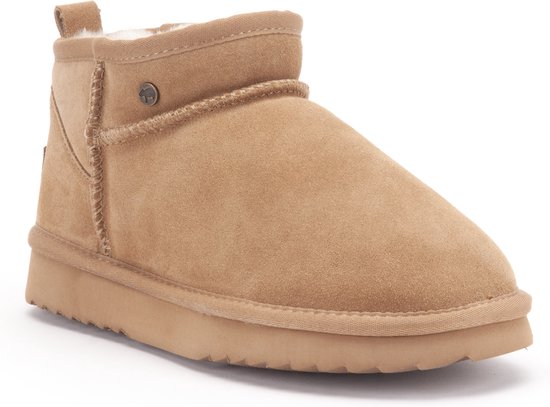 boot, enkellaars, schapenleer, suede, camel