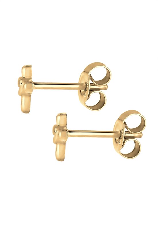 Elli Oorbellen Kind kruis hart godsdients 925 zilver verguld