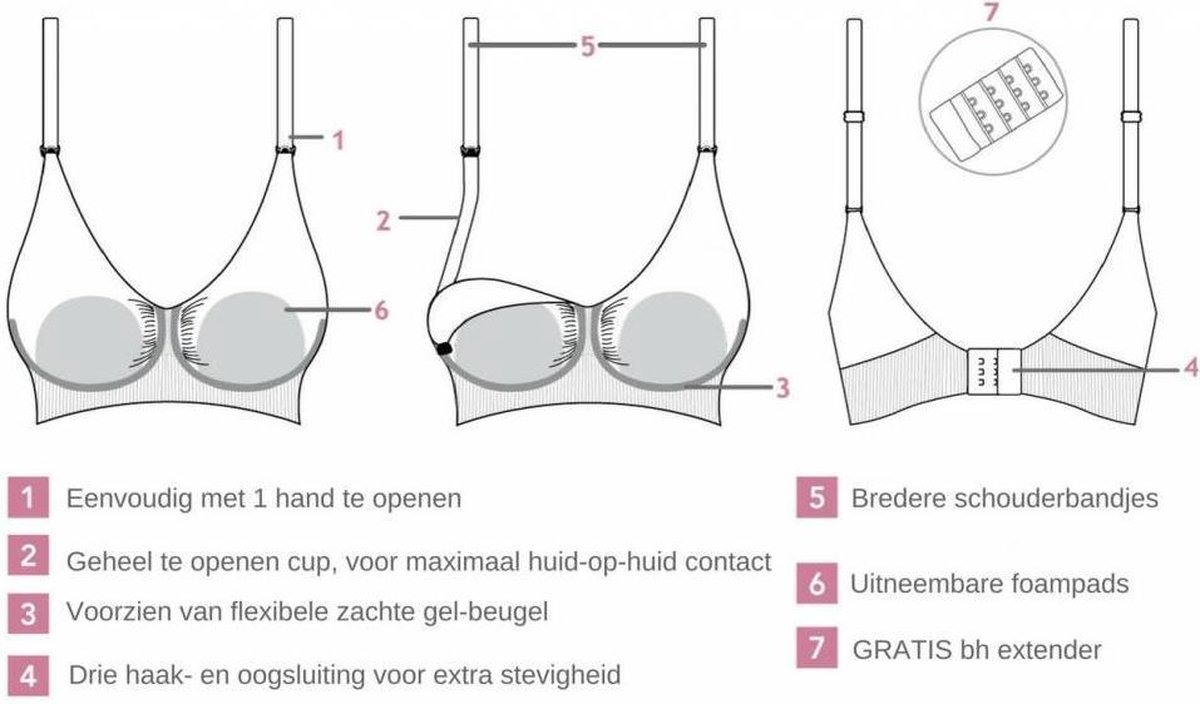 Carriwell- XXL - Meegroeibh en Voedingsbh met Gelbeugel en Padded cups - Zwart