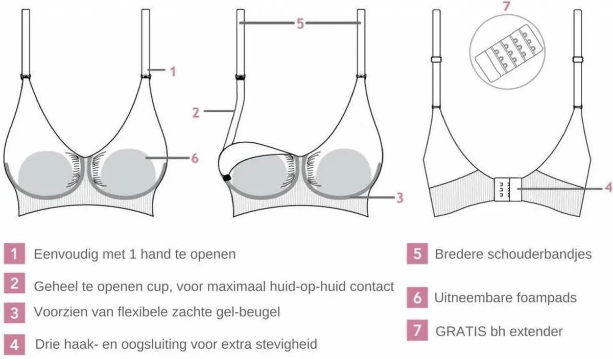 Carriwell- XXL - Meegroeibh en Voedingsbh met Gelbeugel en Padded cups - Zwart