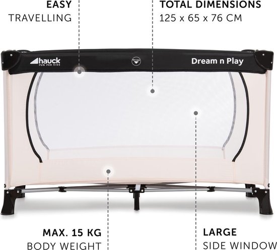 Hauck Dream N Play Plus Campingbedje 120x60cm - Beige/Grey