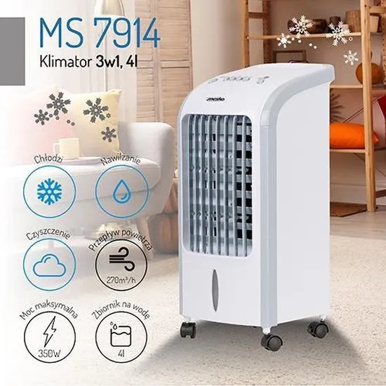 Mesko MS 7914 - Aircooler 3 in 1 - 4 liter - koelen - zuiveren - bevochtigen