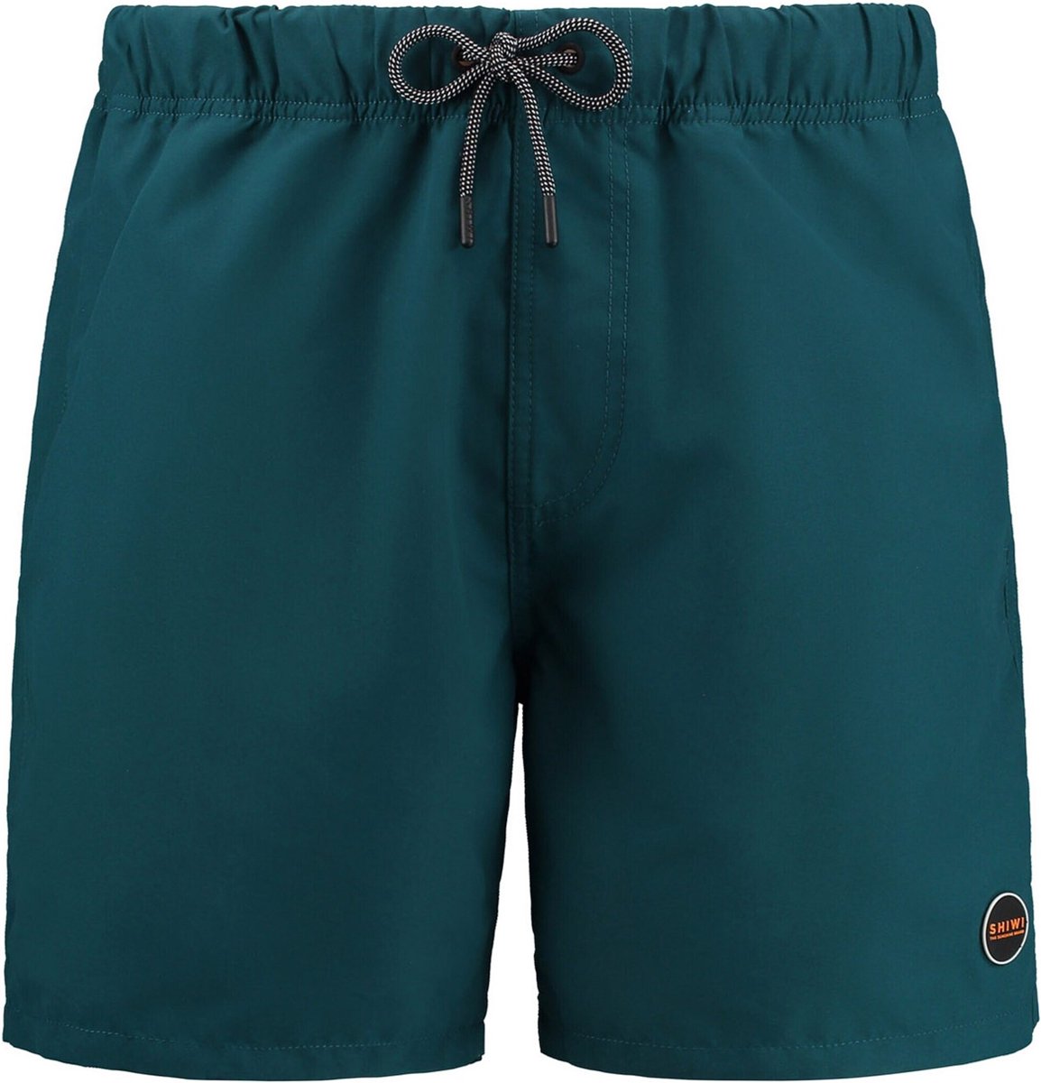 zwembroek, touwkoord, teal kleur, shorts, logo patch