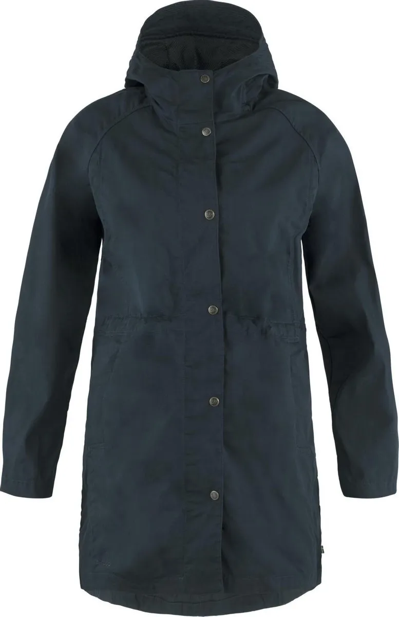 jassen, parka, donkerblauw, capuchon, knopen