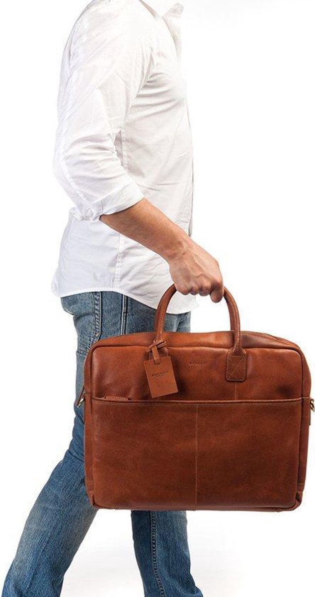Burkely Vintage Max Big Worker 17'' - Schoudertas - Cognac