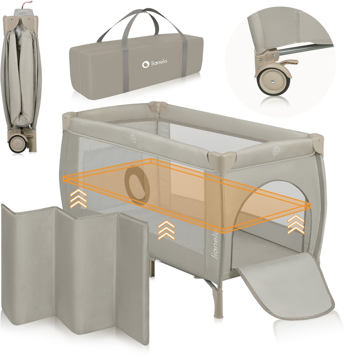 kinderbed, reisbed, veiligheidshek, opvouwbaar, draagtas