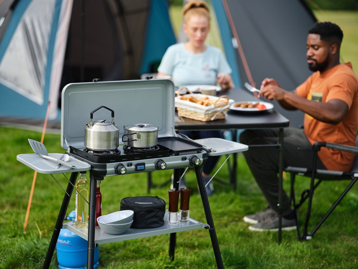 Campingaz Camping Kitchen 2 Multi-Cook Plus camping kooktoestel – 3 krachtige branders – koken en grillen op één apparaat