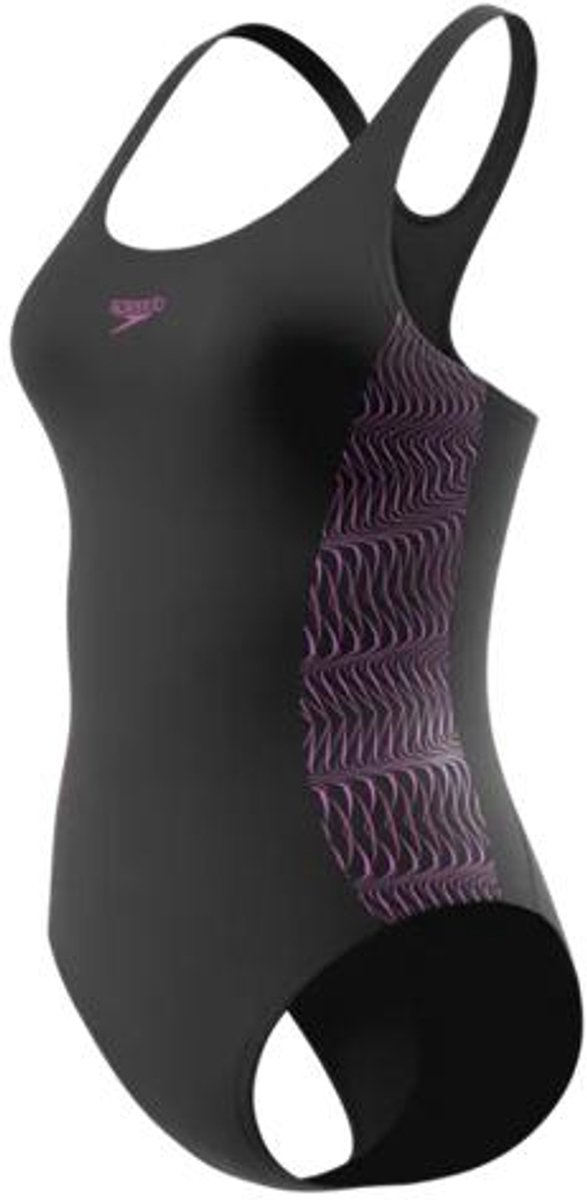 Speedo Placement Maat 42  Muscleback 1P Dames - Sportbadpak Dames met Medalist-Rug - Badpak Dames met Vormvaste Pasvorm - Zwempak Dames Volwassenen - Zwart/Roze