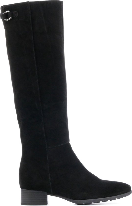 laars, kniehoog, nepagniet, suede, zwarte boot
