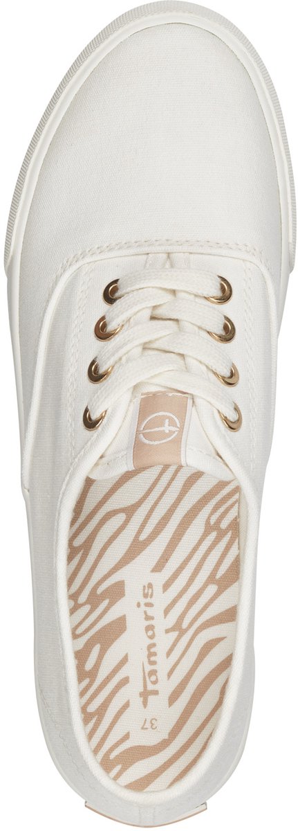 witte sneaker, casual schoen, luxe veterschoen, canvas sneaker, zebra binnenzool