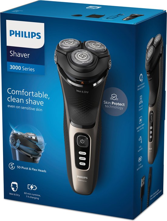 Philips Shaver 3000 Series S3242/12 Elektrisch scheerapparaat voor nat en droog scheren