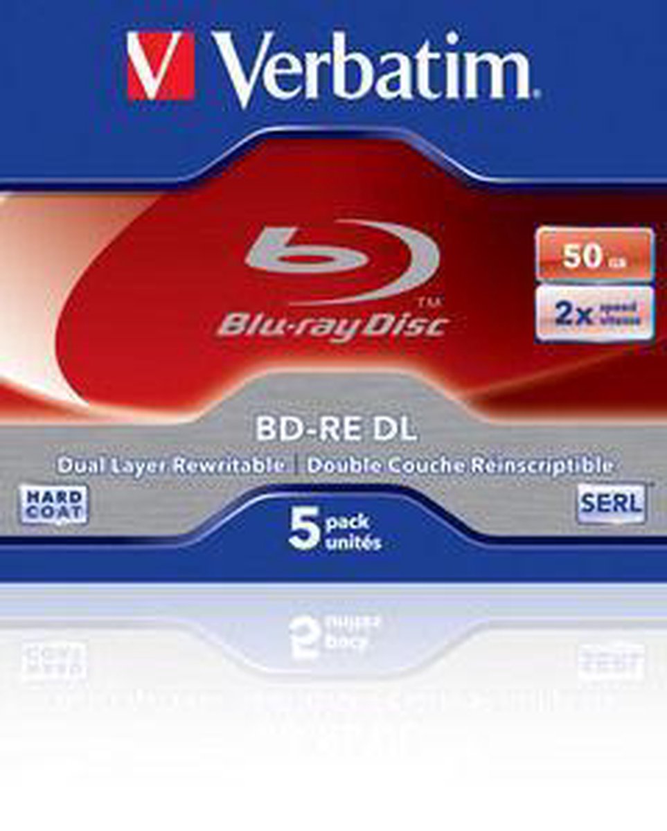 Verbatim 43760 Blu-ray BD-RE DL disc 50 GB 5 stuk(s) Jewelcase