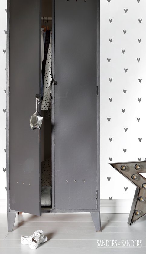 Sanders &amp; Sanders behang hartjes zwart en wit - 935267
