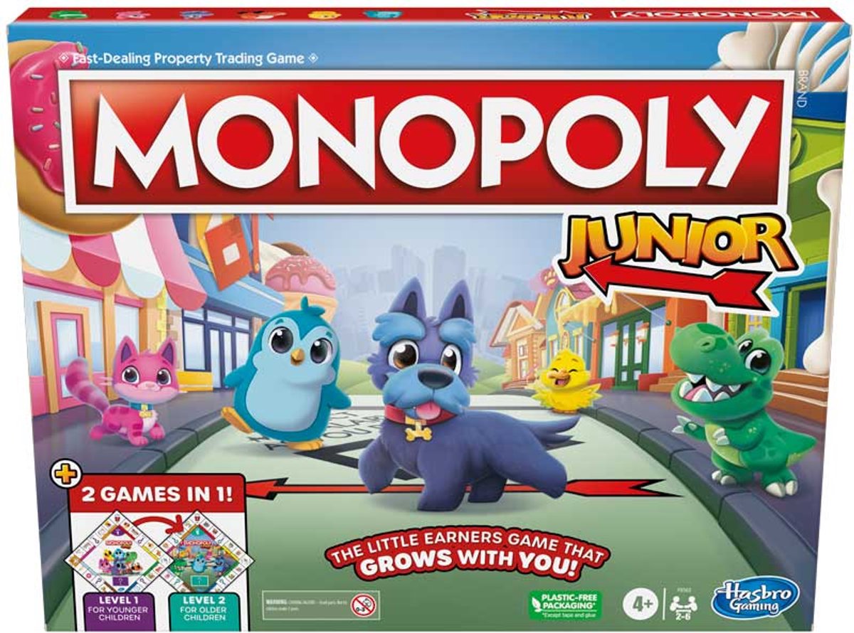 monopoly, junior, spelbord, kinderen, dobbelsteen