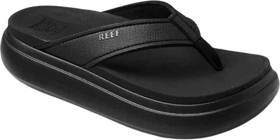 slipper, flipflop, thong, zwart, platform