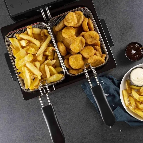 Princess Frituurpan - Grote friteuse - 1 grote en 2 kleine manden - 5 liter - 3270W - Kijkvenster - Koude zone