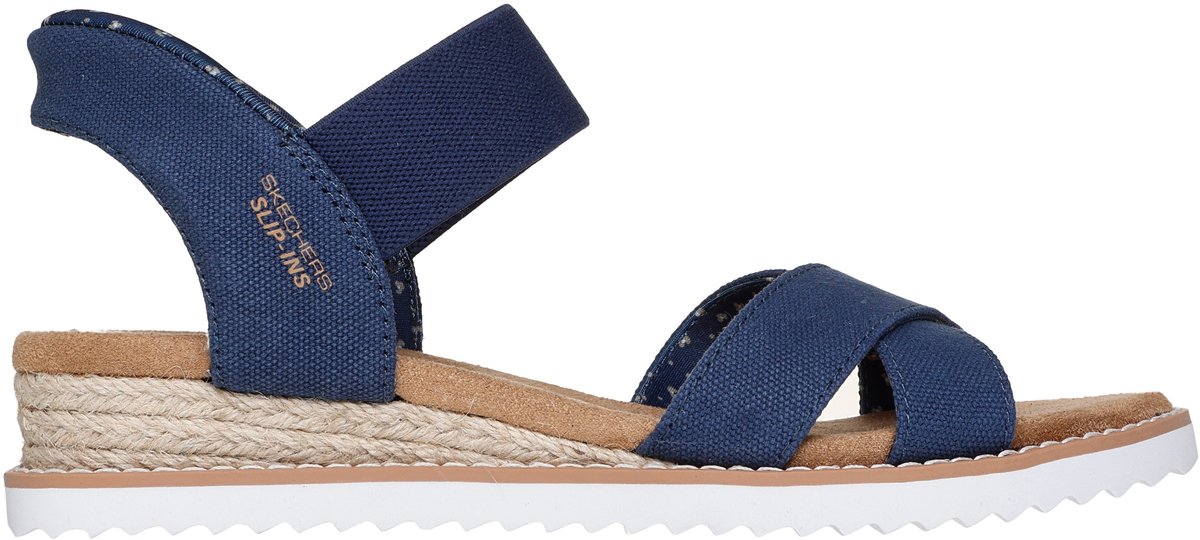 sandalen, platvorm, katoen, blauw, slip-on
