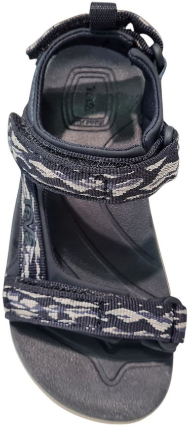 sandalen, open design, kledingmateriaal?, strap, patroon camouflage, dark color