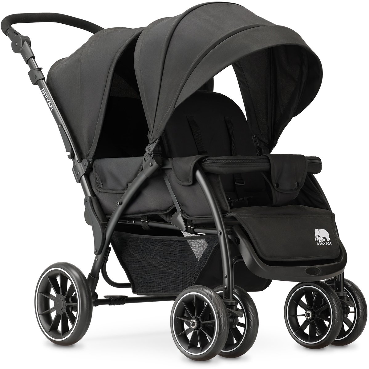 Deryan Elena Duo Buggy - Dubbele Buggy - Compact Lichtgewicht - Zwart