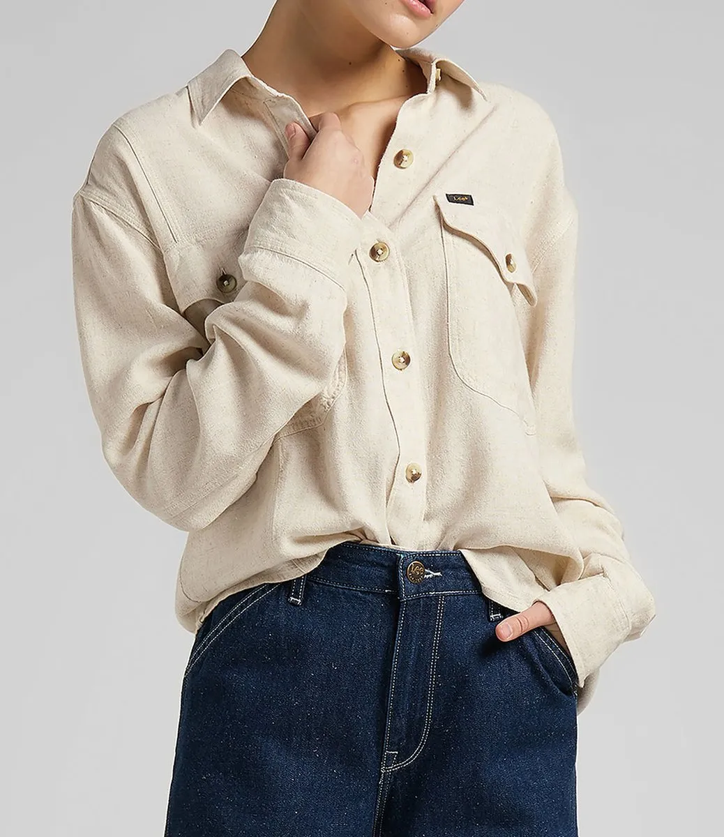 LEE Two Pocket Ecru Dames Blouse - Maat S