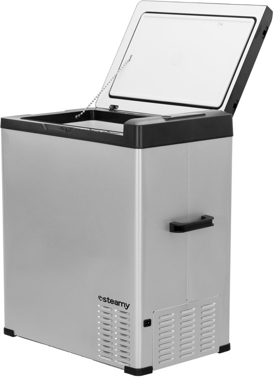 Steamy-E Single Zone Elektrische Compressor Koelbox - Single Zone - 64 liter - 12V en 230V - voor auto en camping - Zilver