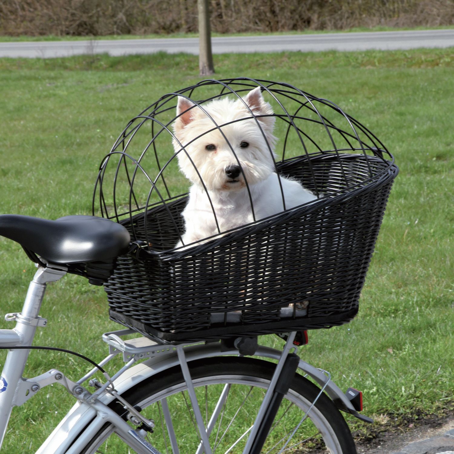 Trixie - Fietsmand Met Draadkoepel - Achterop - Zwart - 35X49X55 cm