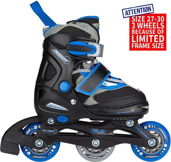 Nijdam Junior Inlineskates - Semi-Softboot - Zwart/Blauw/Grijs - 30