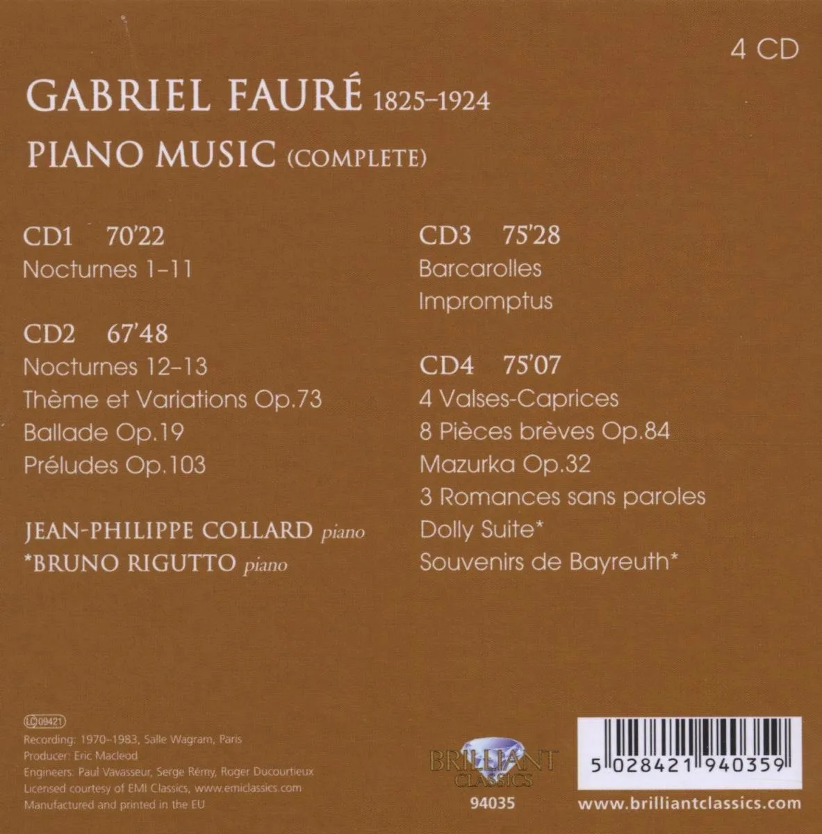 Jean-Philippe Collard - Complete Piano Works (4 CD)