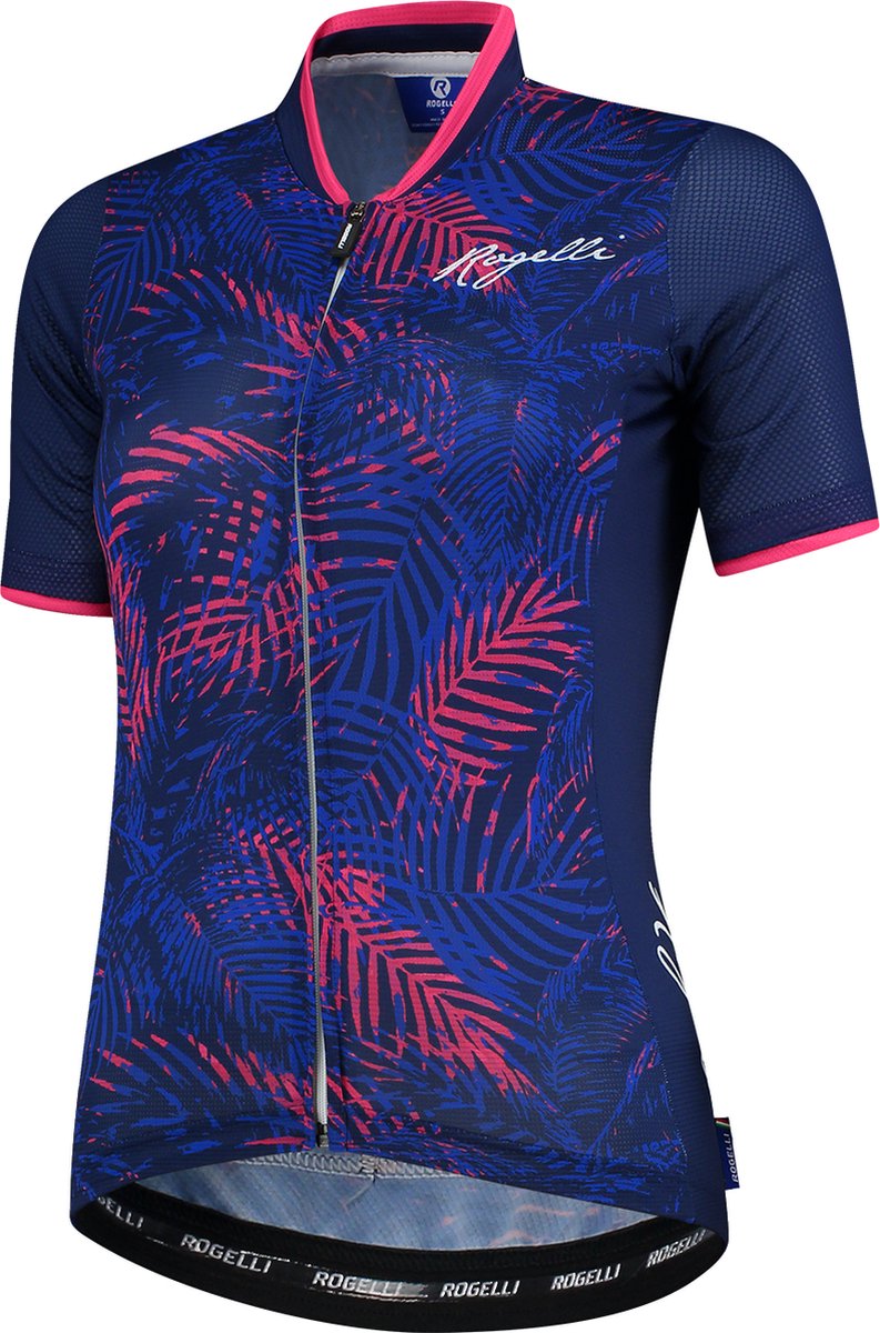 fiets-jack, sportswear, tropical patroon, korte mouwen, rippel-rits